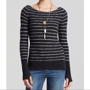 Free People Misty Ballerina Alpaca Black White Stripe Sweater, Women’s Size M
